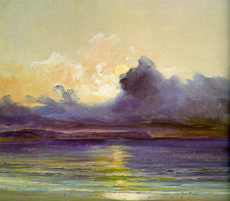 Charles Blechen Sunset at Sea Norge oil painting art